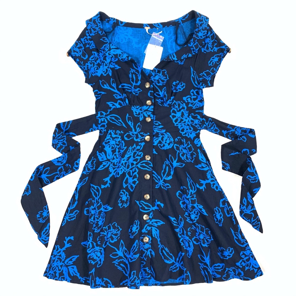 Free People Floral Belted Button-Down Mini Dress - Picture 4 of 12